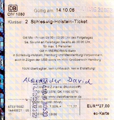 Holstein ticket schleswig SCHLESWIG
